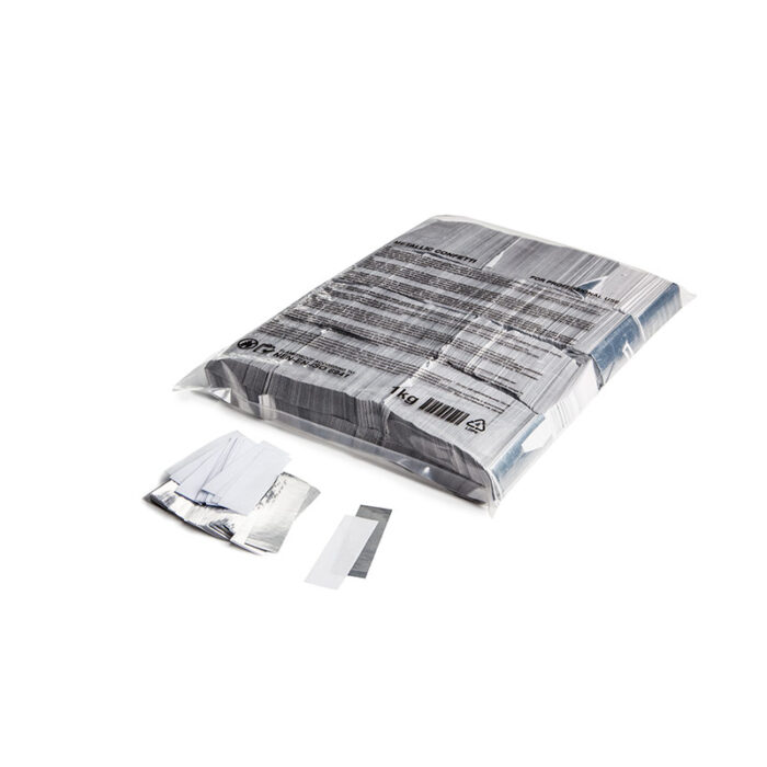 MagicFX - Slowfall confetti rectangles 55 x 17 mm - White+Silver